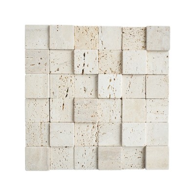 Travertine beige TV concave and convex surface background mosaic